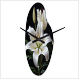 Black White Lily Exquisite II - Asymmetric Metal Wall Clock