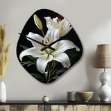 Black White Lily Exquisite II - Asymmetric Metal Wall Clock