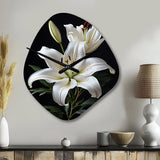 Black White Lily Exquisite II - Asymmetric Metal Wall Clock