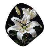 Black White Lily Exquisite II - Asymmetric Metal Wall Clock
