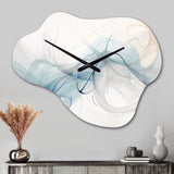 White Grey Line Art Abstract Calligraphy - Asymmetric Metal Wall Clock