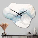 White Grey Line Art Abstract Calligraphy - Asymmetric Metal Wall Clock