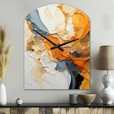 Orange Blue Line Art Abstract Expressionism - Asymmetric Metal Wall Clock