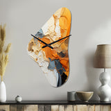 Orange Blue Line Art Abstract Expressionism - Asymmetric Metal Wall Clock