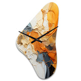 Orange Blue Line Art Abstract Expressionism - Asymmetric Metal Wall Clock