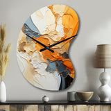 Orange Blue Line Art Abstract Expressionism - Asymmetric Metal Wall Clock