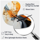 Orange Blue Line Art Abstract Expressionism - Asymmetric Metal Wall Clock