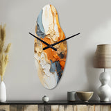 Orange Blue Line Art Abstract Expressionism - Asymmetric Metal Wall Clock