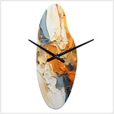 Orange Blue Line Art Abstract Expressionism - Asymmetric Metal Wall Clock