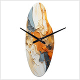 Orange Blue Line Art Abstract Expressionism - Asymmetric Metal Wall Clock