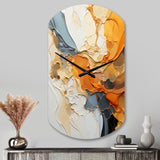 Orange Blue Line Art Abstract Expressionism - Asymmetric Metal Wall Clock