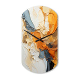 Orange Blue Line Art Abstract Expressionism - Asymmetric Metal Wall Clock