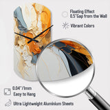 Orange Blue Line Art Abstract Expressionism - Asymmetric Metal Wall Clock