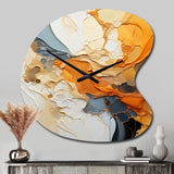 Orange Blue Line Art Abstract Expressionism - Asymmetric Metal Wall Clock