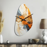 Orange Blue Line Art Abstract Expressionism - Asymmetric Metal Wall Clock