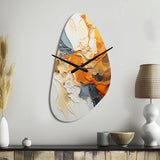 Orange Blue Line Art Abstract Expressionism - Asymmetric Metal Wall Clock
