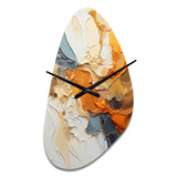 Orange Blue Line Art Abstract Expressionism - Asymmetric Metal Wall Clock