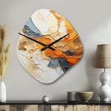 Orange Blue Line Art Abstract Expressionism - Asymmetric Metal Wall Clock