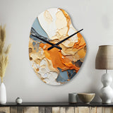 Orange Blue Line Art Abstract Expressionism - Asymmetric Metal Wall Clock