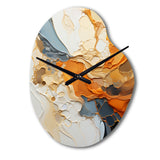 Orange Blue Line Art Abstract Expressionism - Asymmetric Metal Wall Clock