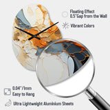 Orange Blue Line Art Abstract Expressionism - Asymmetric Metal Wall Clock