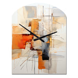 Orange Grey Line Art Abstract Expressionism - Asymmetric Metal Wall Clock
