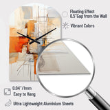 Orange Grey Line Art Abstract Expressionism - Asymmetric Metal Wall Clock