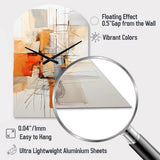 Orange Grey Line Art Abstract Expressionism - Asymmetric Metal Wall Clock