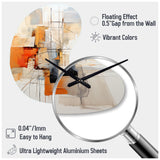 Orange Grey Line Art Abstract Expressionism - Asymmetric Metal Wall Clock