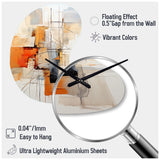 Orange Grey Line Art Abstract Expressionism - Asymmetric Metal Wall Clock