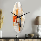 Orange Grey Line Art Abstract Expressionism - Asymmetric Metal Wall Clock