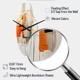 Orange Grey Line Art Abstract Expressionism - Asymmetric Metal Wall Clock