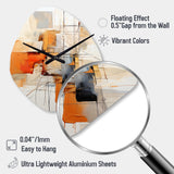 Orange Grey Line Art Abstract Expressionism - Asymmetric Metal Wall Clock