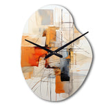 Orange Grey Line Art Abstract Expressionism - Asymmetric Metal Wall Clock