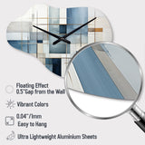 Blue Grey Line Art Abstract Geometrics I - Asymmetric Metal Wall Clock