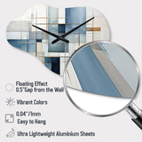 Blue Grey Line Art Abstract Geometrics I - Asymmetric Metal Wall Clock