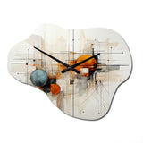 Teal Orange Line Art Conceptual Abstracts I - Asymmetric Metal Wall Clock