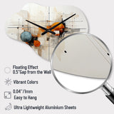 Teal Orange Line Art Conceptual Abstracts I - Asymmetric Metal Wall Clock