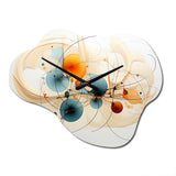 Teal Orange Line Art Conceptual Abstracts II - Asymmetric Metal Wall Clock