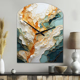 Orange White Line Art Organic Abstraction - Asymmetric Metal Wall Clock