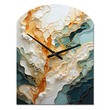 Orange White Line Art Organic Abstraction - Asymmetric Metal Wall Clock