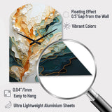 Orange White Line Art Organic Abstraction - Asymmetric Metal Wall Clock