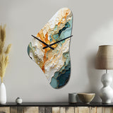 Orange White Line Art Organic Abstraction - Asymmetric Metal Wall Clock