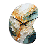 Orange White Line Art Organic Abstraction - Asymmetric Metal Wall Clock