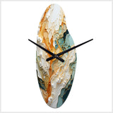 Orange White Line Art Organic Abstraction - Asymmetric Metal Wall Clock