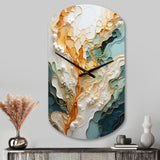 Orange White Line Art Organic Abstraction - Asymmetric Metal Wall Clock