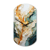 Orange White Line Art Organic Abstraction - Asymmetric Metal Wall Clock