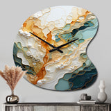 Orange White Line Art Organic Abstraction - Asymmetric Metal Wall Clock