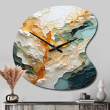Orange White Line Art Organic Abstraction - Asymmetric Metal Wall Clock