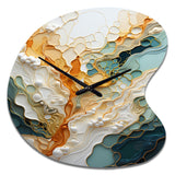 Orange White Line Art Organic Abstraction - Asymmetric Metal Wall Clock